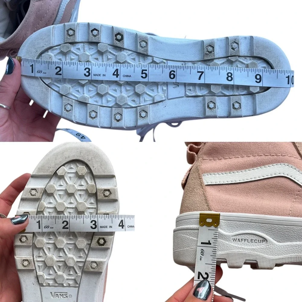Vans Sentry Women 6.5 Pink Rose Suede Canvas Sk8 Hi Waffle Cup Platform Sneakers